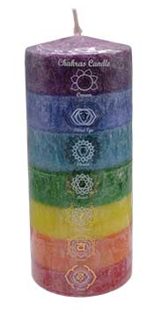 3" x 6" 7 Chakra pillar candle