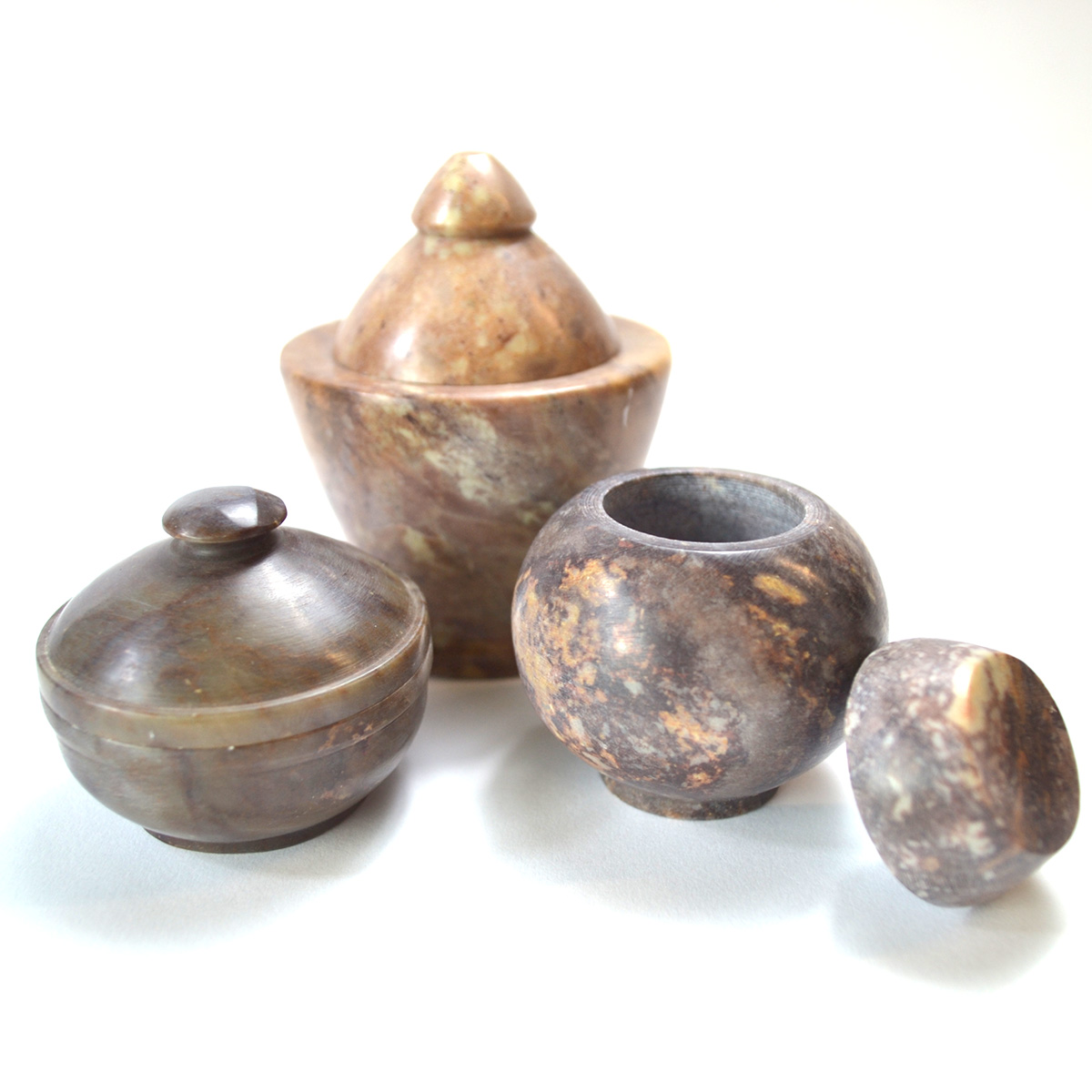 (set of 3) Gini jars soapstone